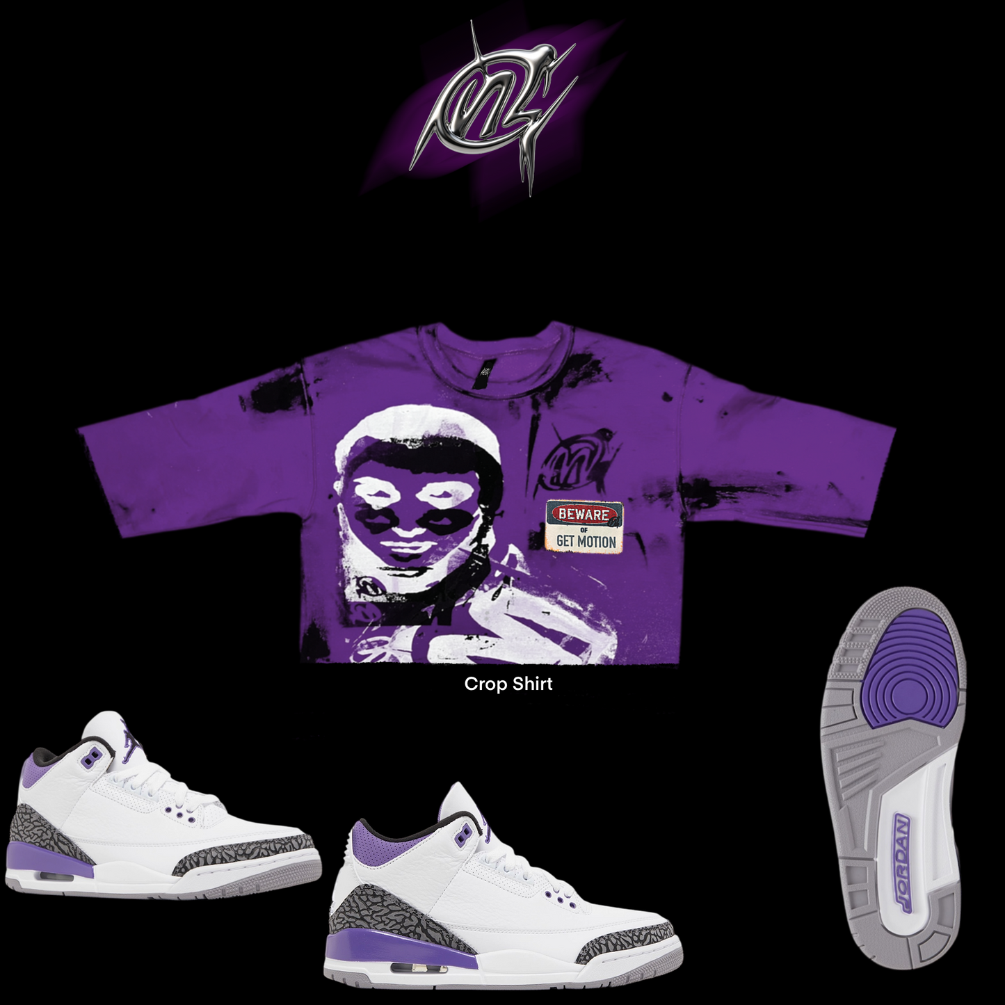 Crop purple graffiti shirt