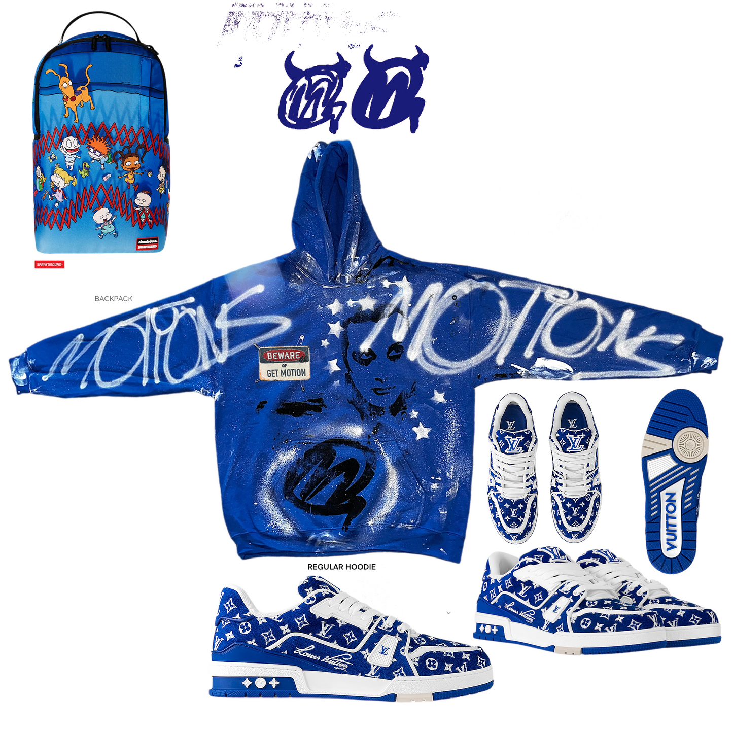 Royal blue Graffiti Hoodie