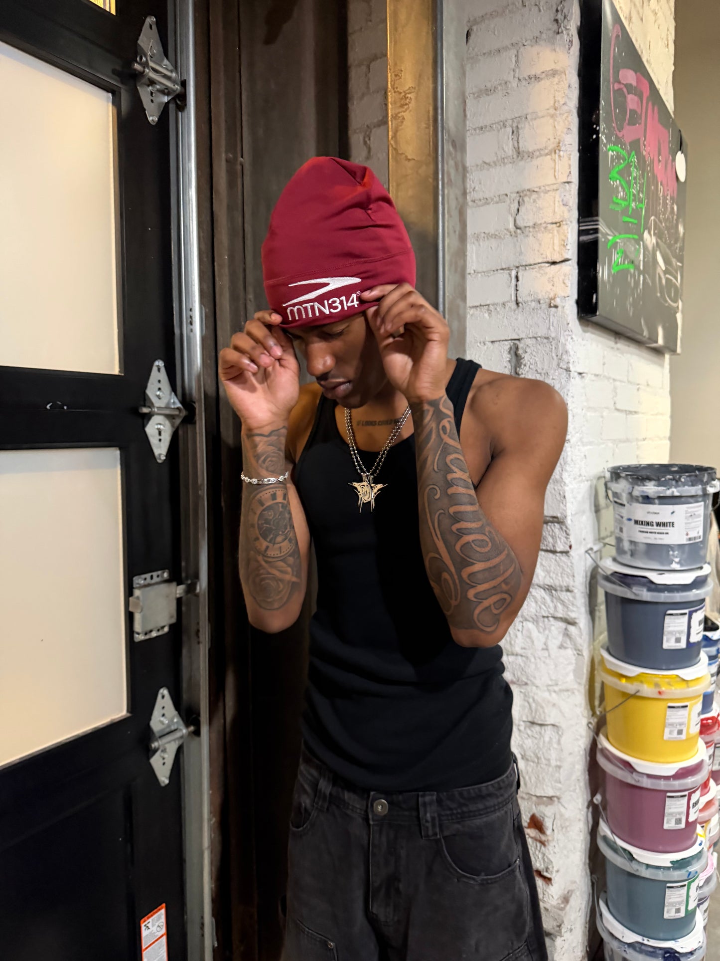Maroon skull cap
