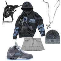 Wolf Grey 5s rhinestone ZIP-UP