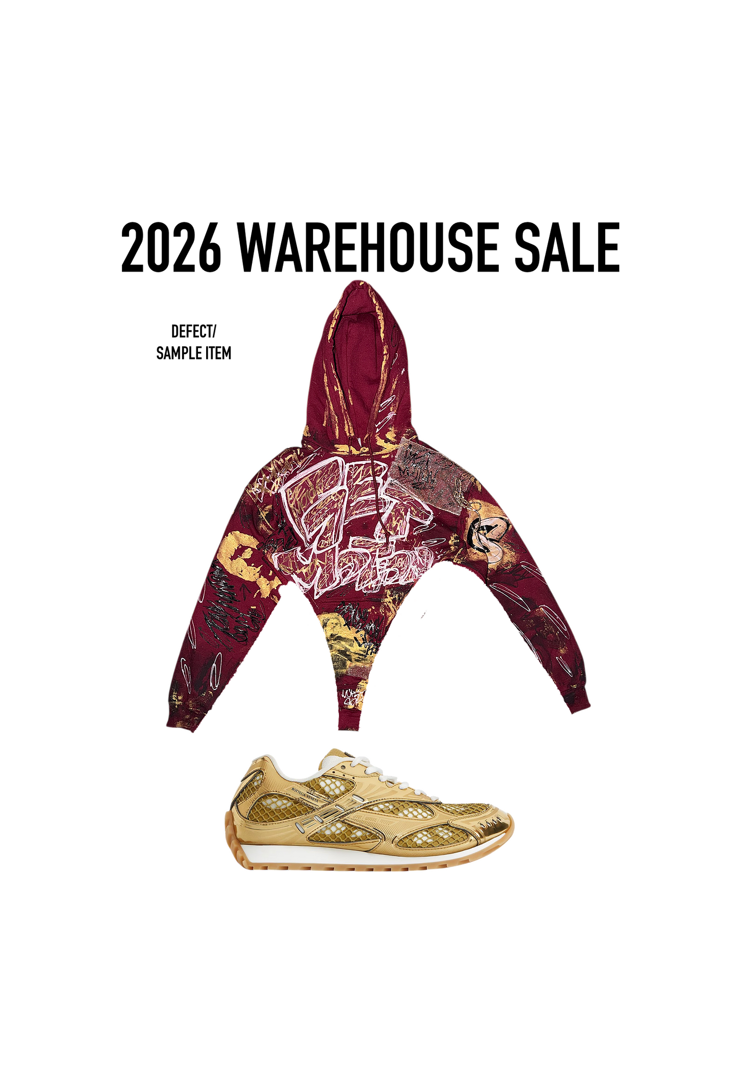 Red gold v crop hoodie