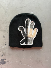 Flocked Plaid YKWYK Leather Patch Beanie