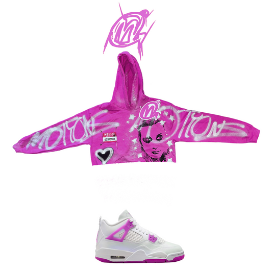 Jordan 4 Pink Graffiti Hoodie (CROP)