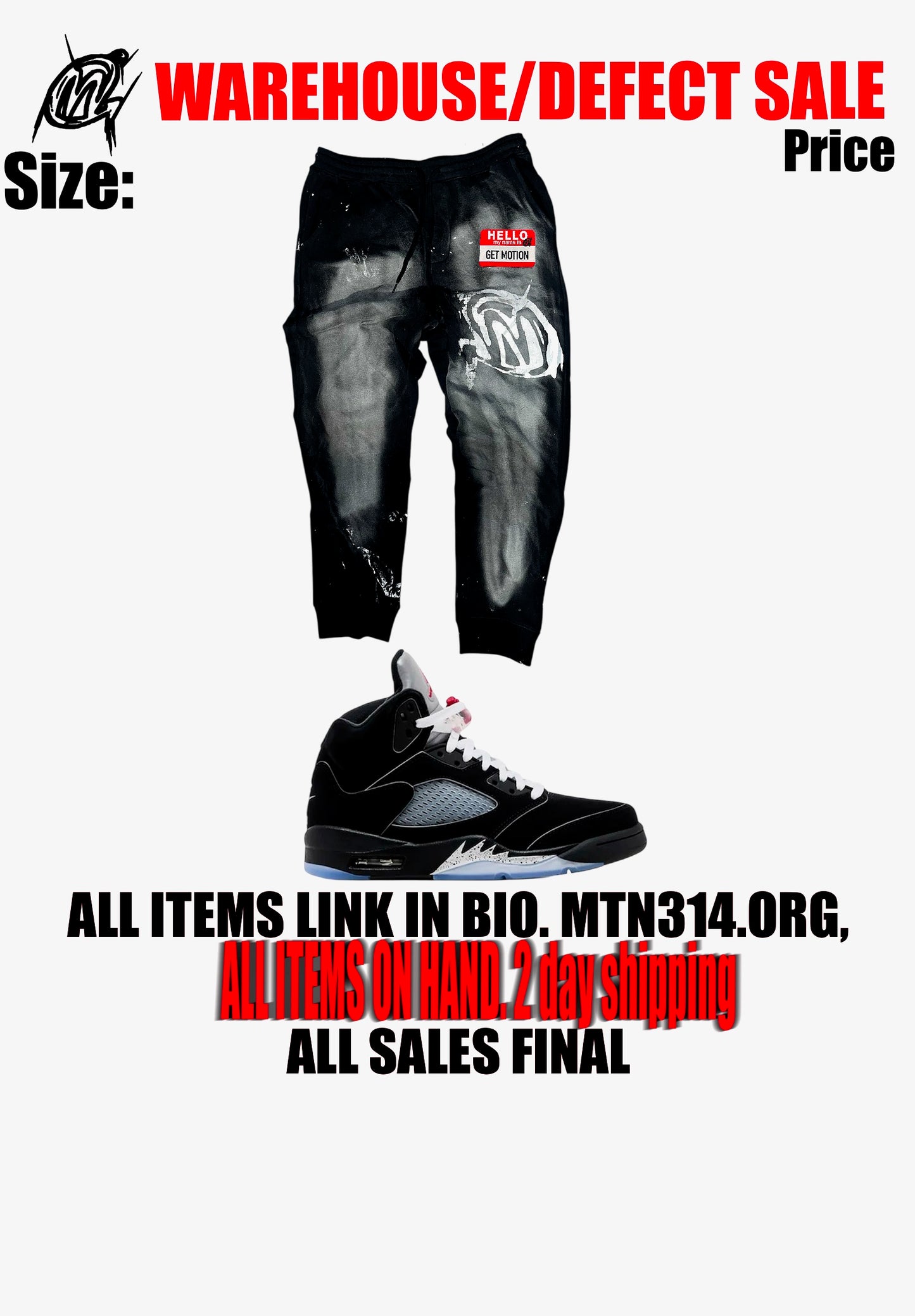 Warehouse sale mettalic 5s joggers