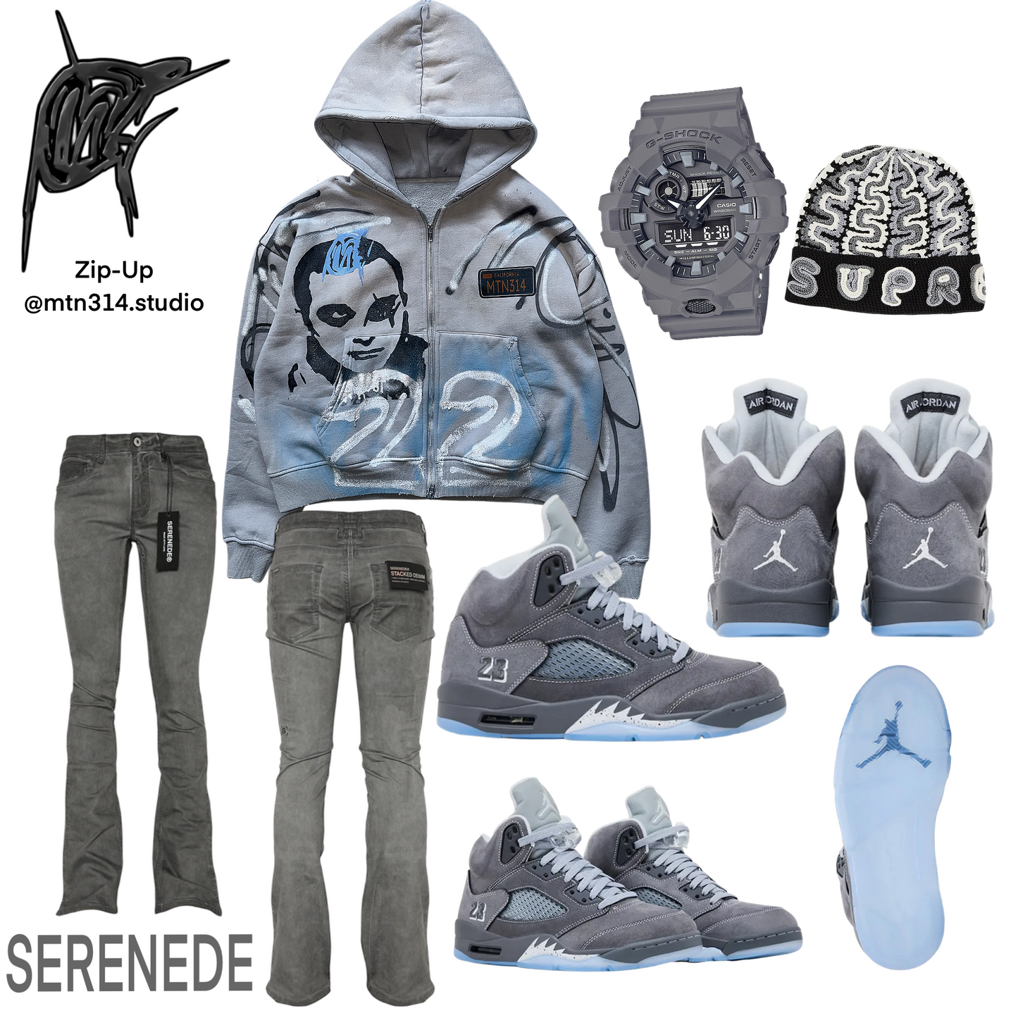 Wolf Grey 5s HEAVYWEIGHT ZIP-UP