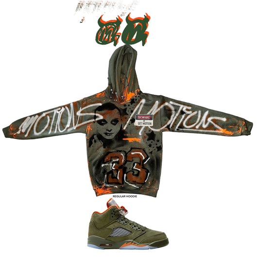 Jordan retro 5 olive Graffiti Hoodie