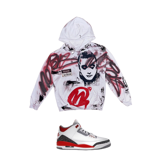 Fire Red  graffiti hoodie