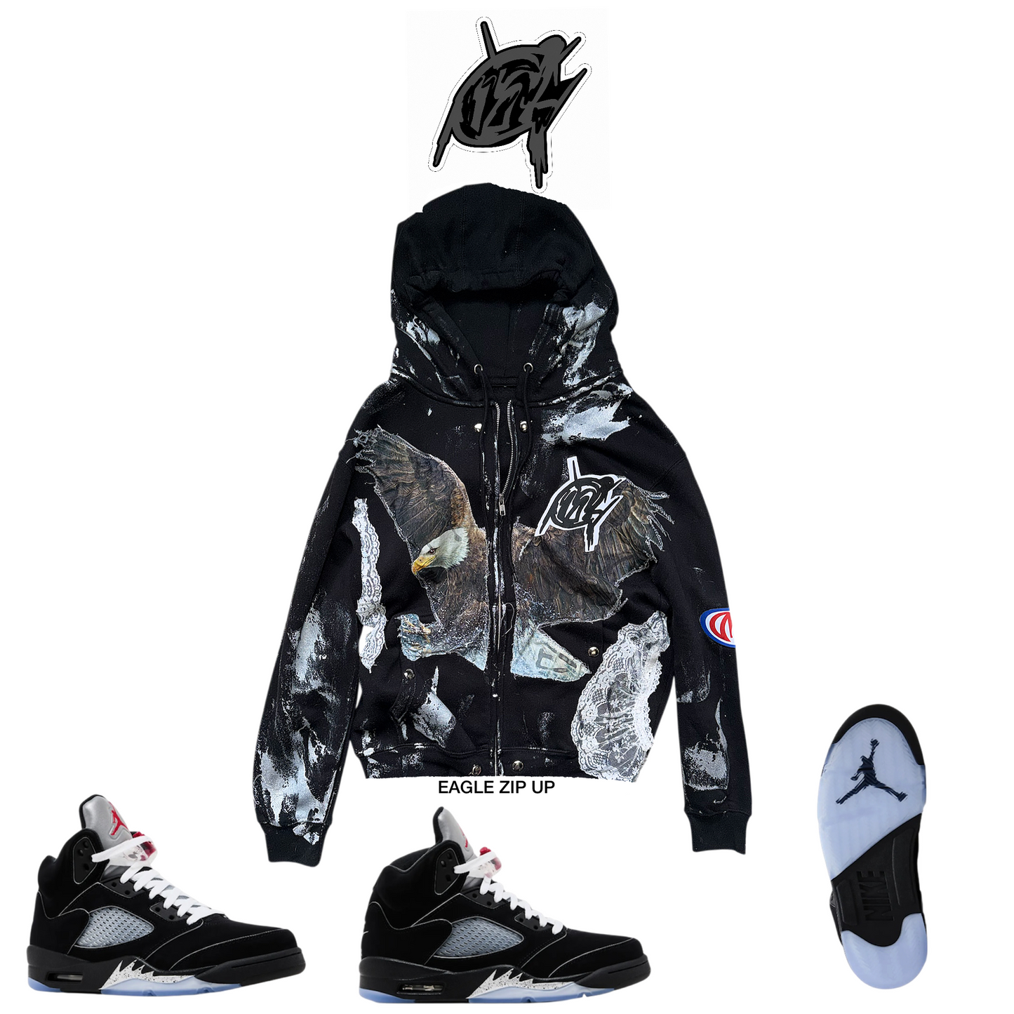 Black Lace eagle Zip-Up ( only 1 made)