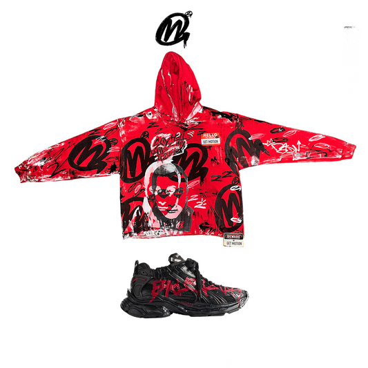 Red+Black Freestyle cropped hoodie