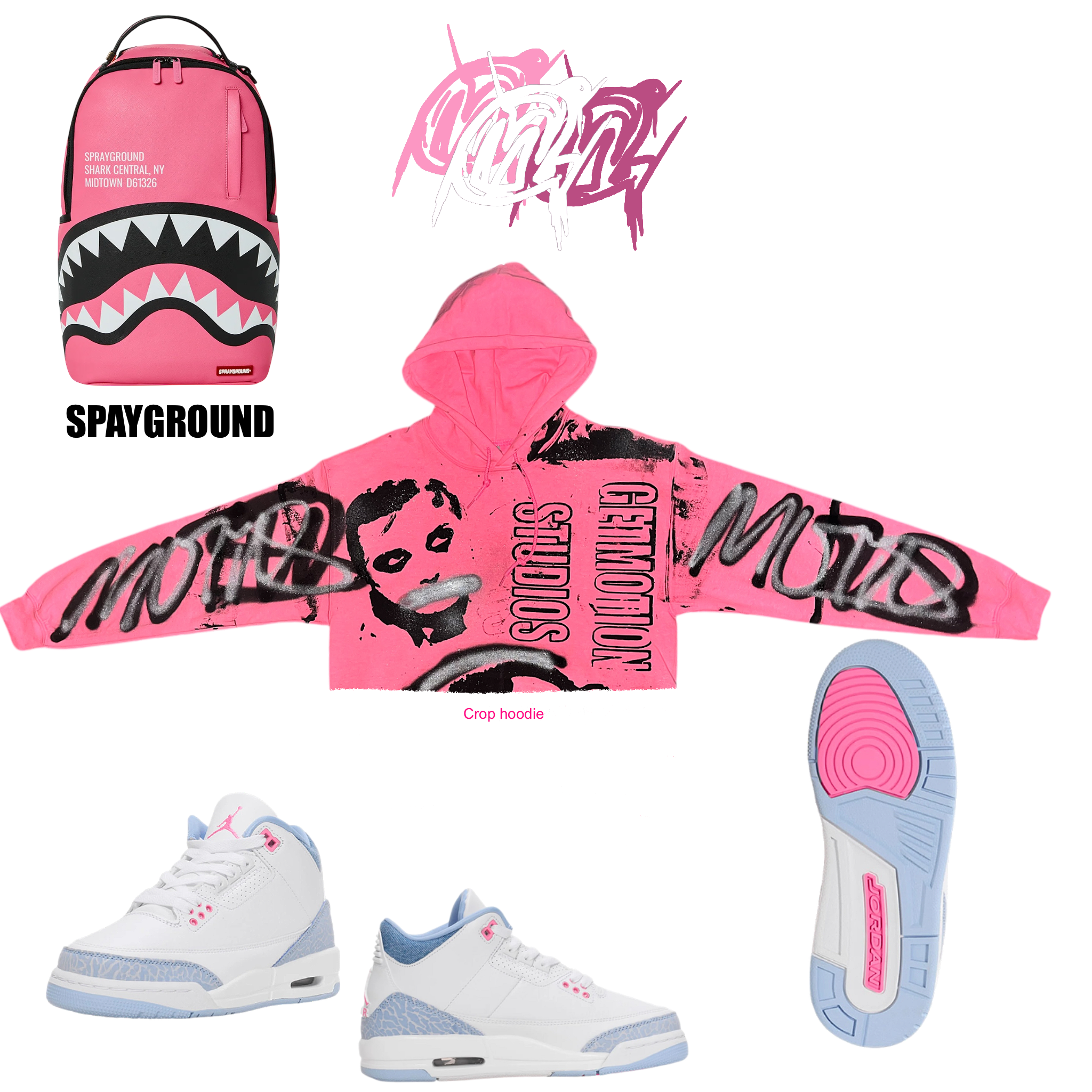 Crop Cobalt 3 graffiti hoodie