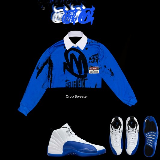 Blueberry 12s crop graffiti sweater