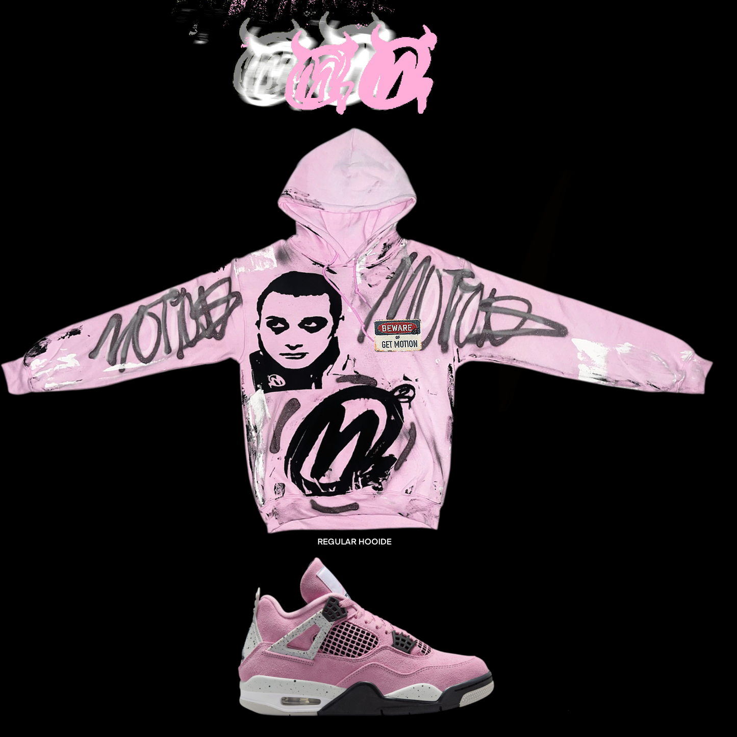 jordan 4 pink orchid Graffiti Hoodie