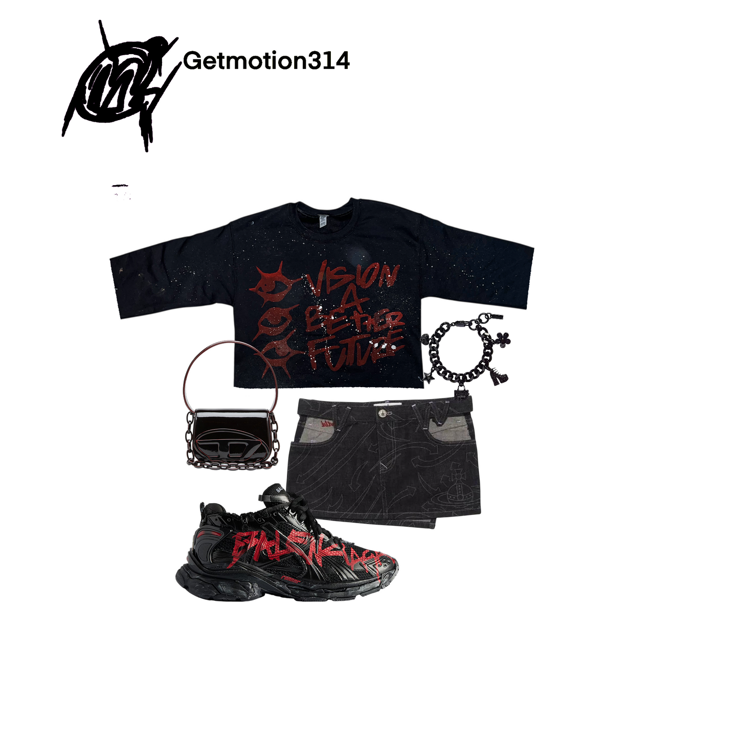 Crop Red/Black  Visionary Shirt