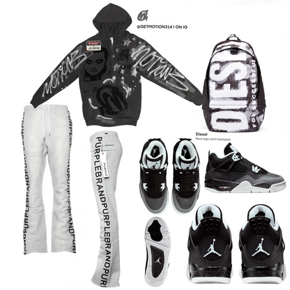 Fear grey graffiti zip