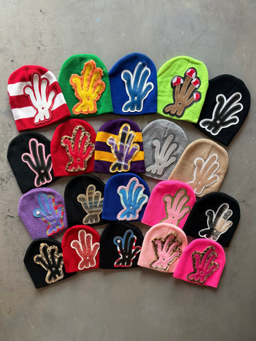 Mushroom YKWYK Leather Patch Beanie