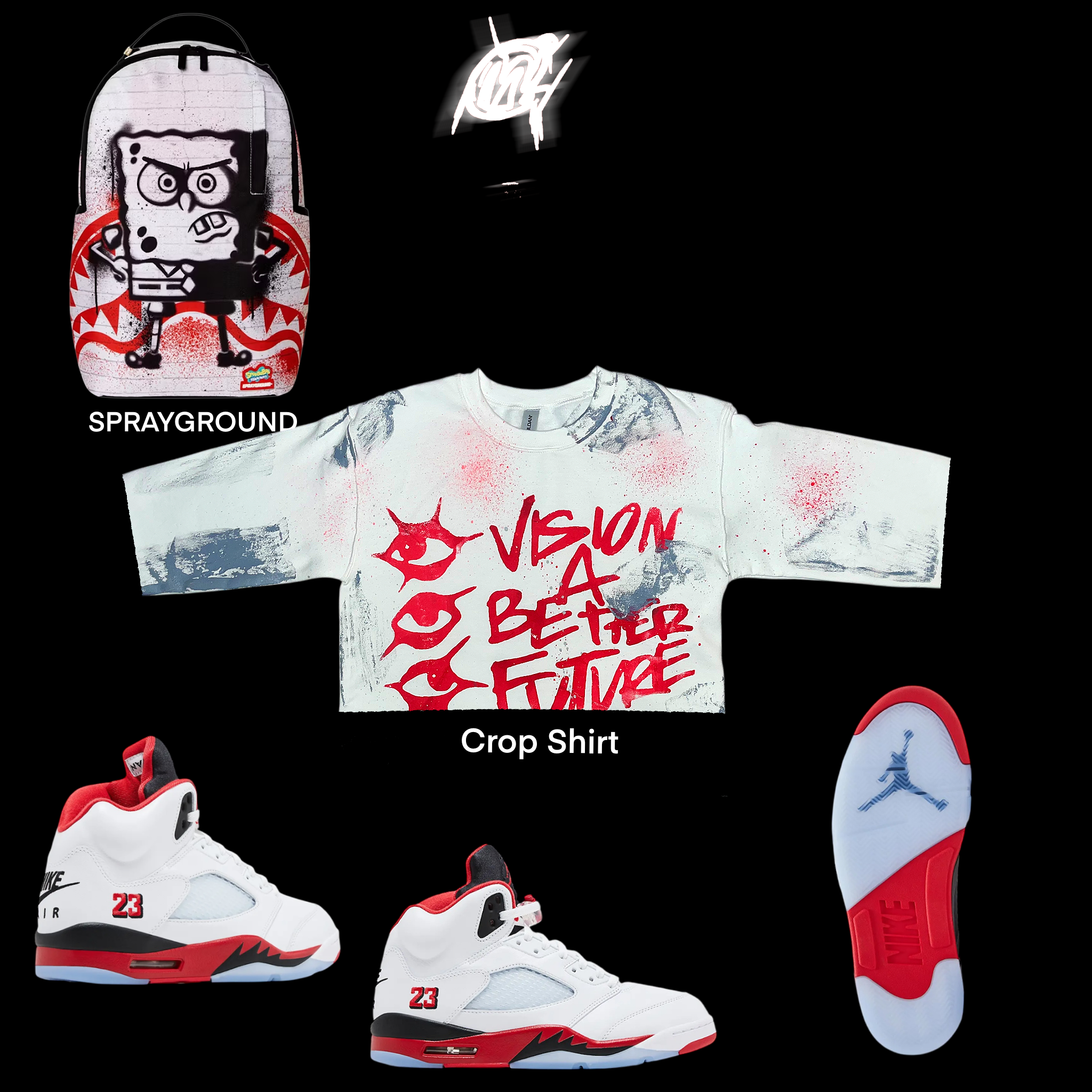 Crop Fire red 5s Visionary Shirt