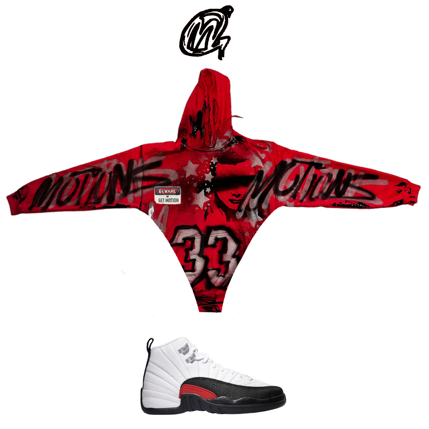 TAXI flip Red Graffiti Hoodie V Crop