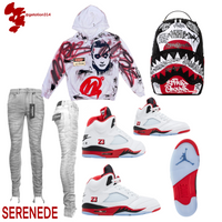 Fire Red  graffiti hoodie