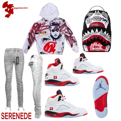 Fire Red  graffiti hoodie