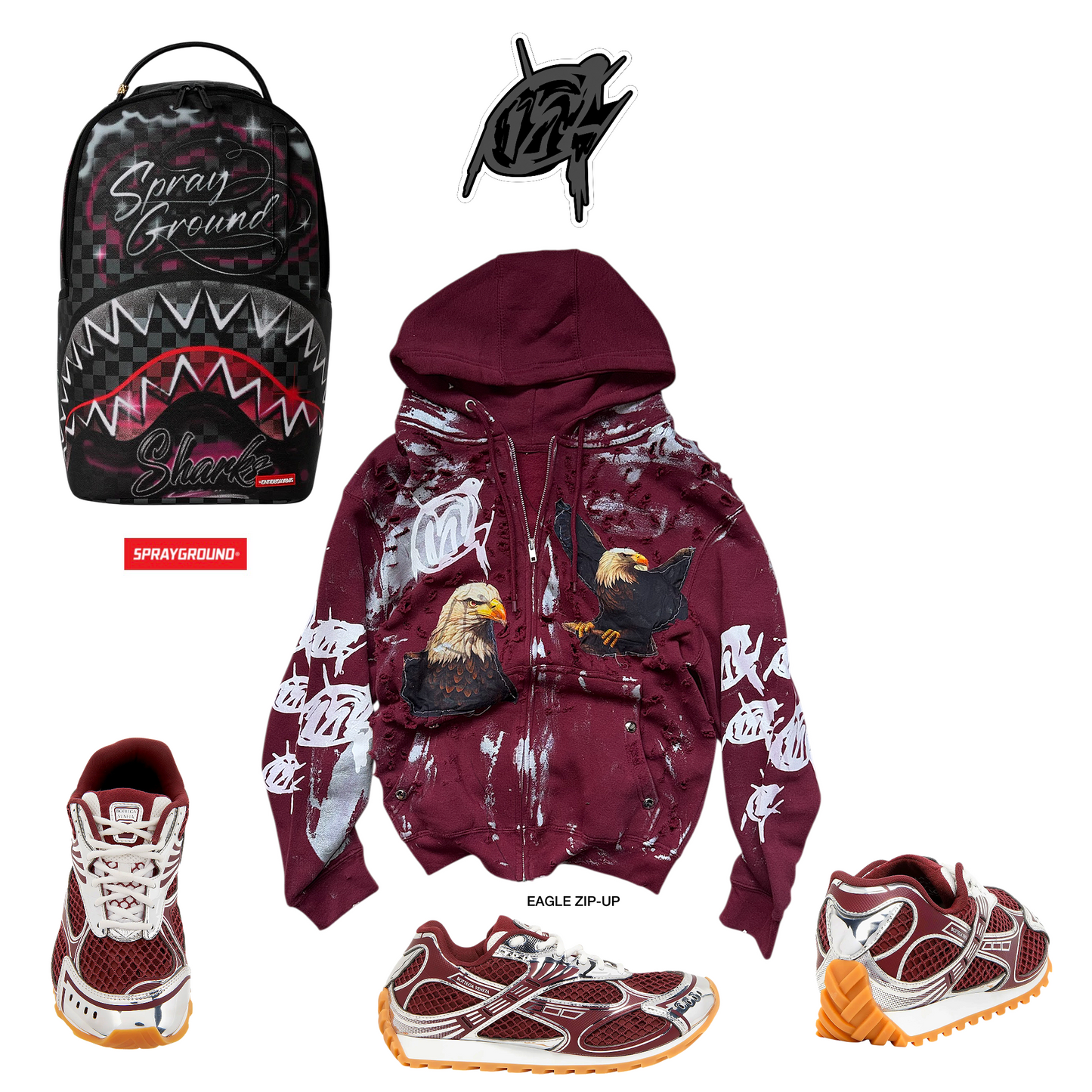 Maroon eagle Zip-Up ( only 1 made)