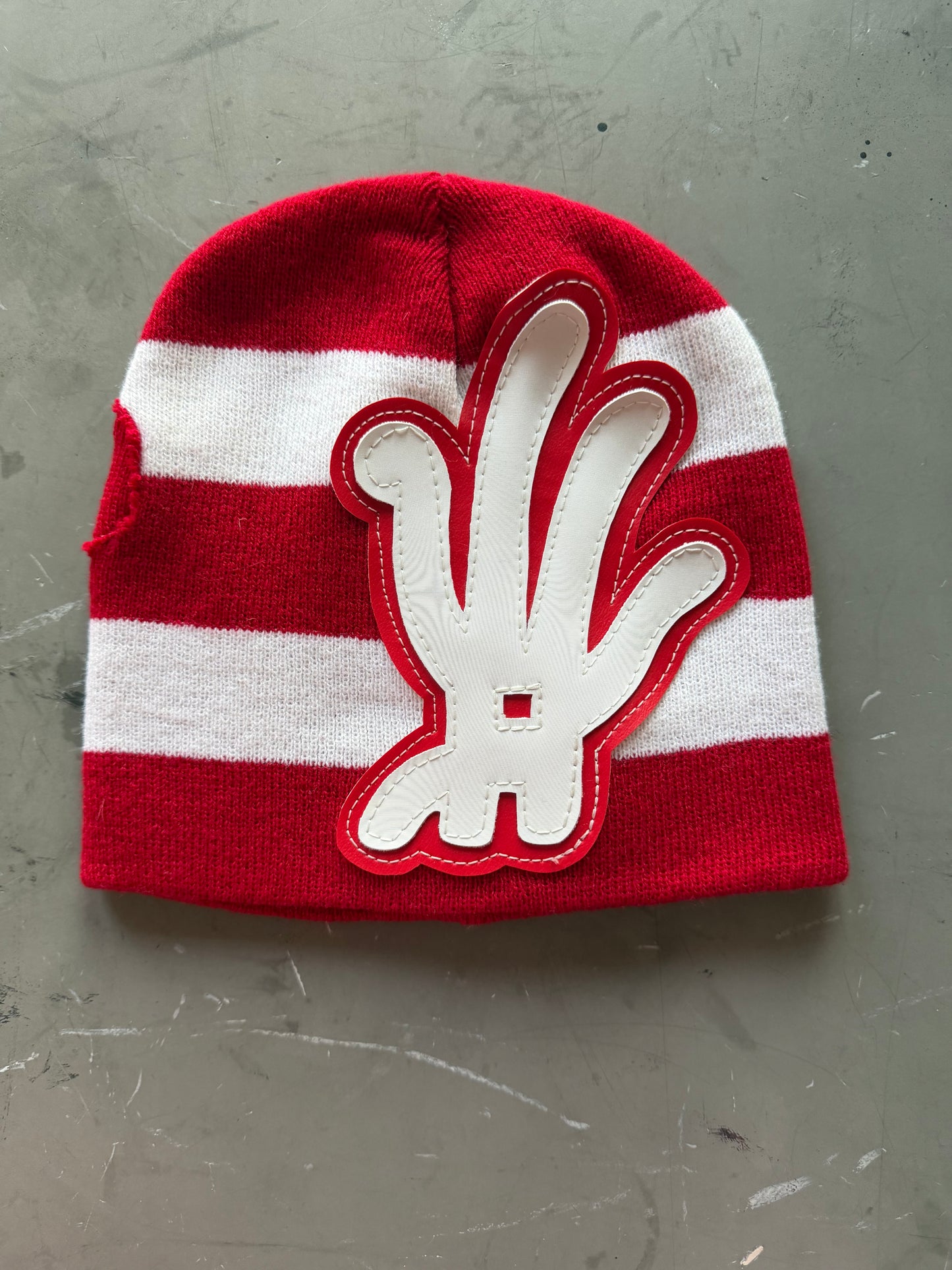Waldo stripe YKWYK Leather Patch Beanie