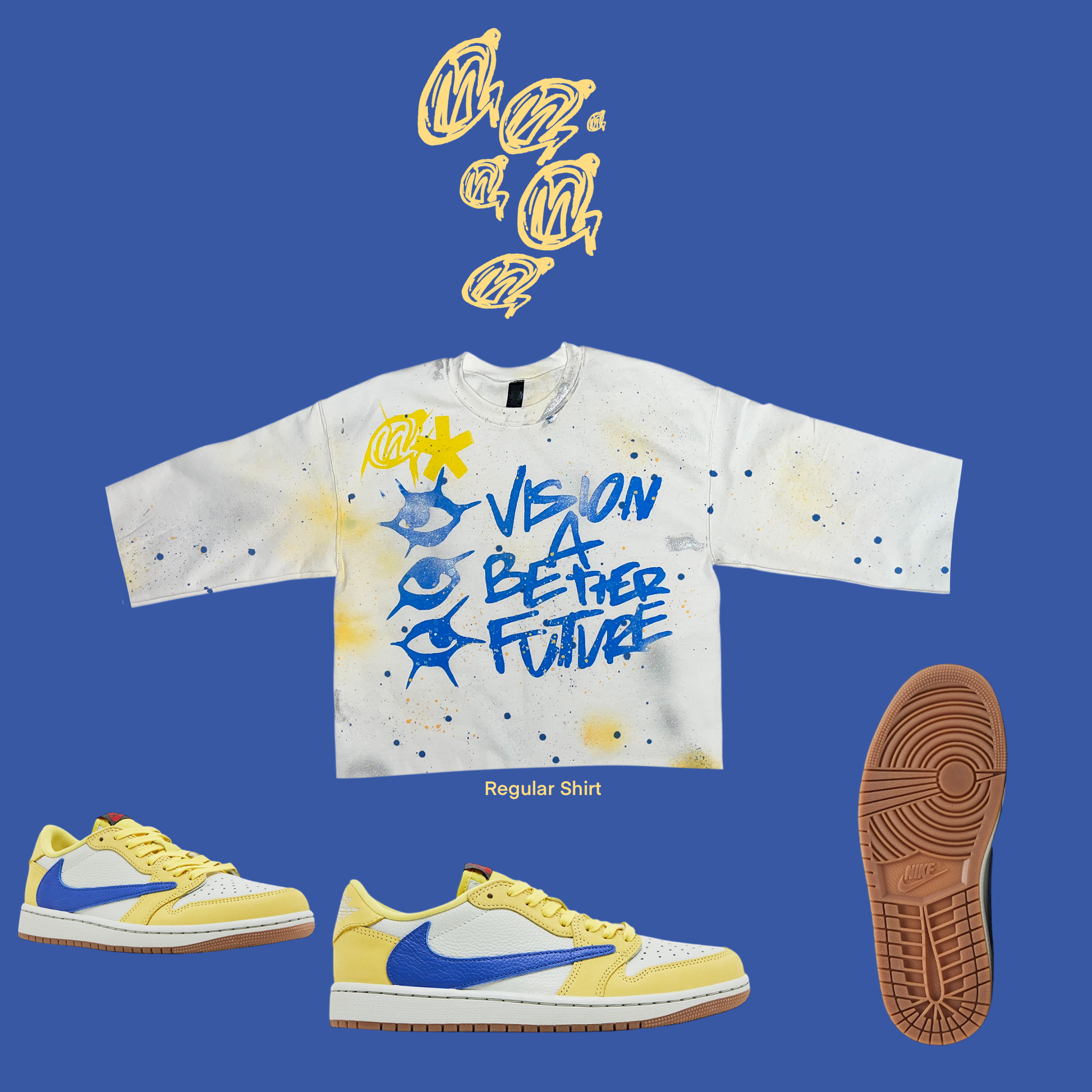 Yellow and blue graffiti shirt