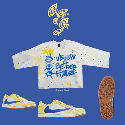 Yellow and blue graffiti shirt