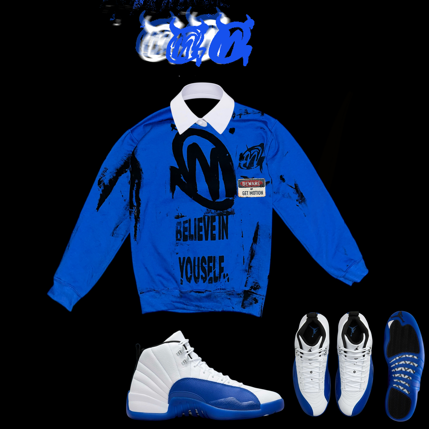 Blueberry 12s graffiti sweater