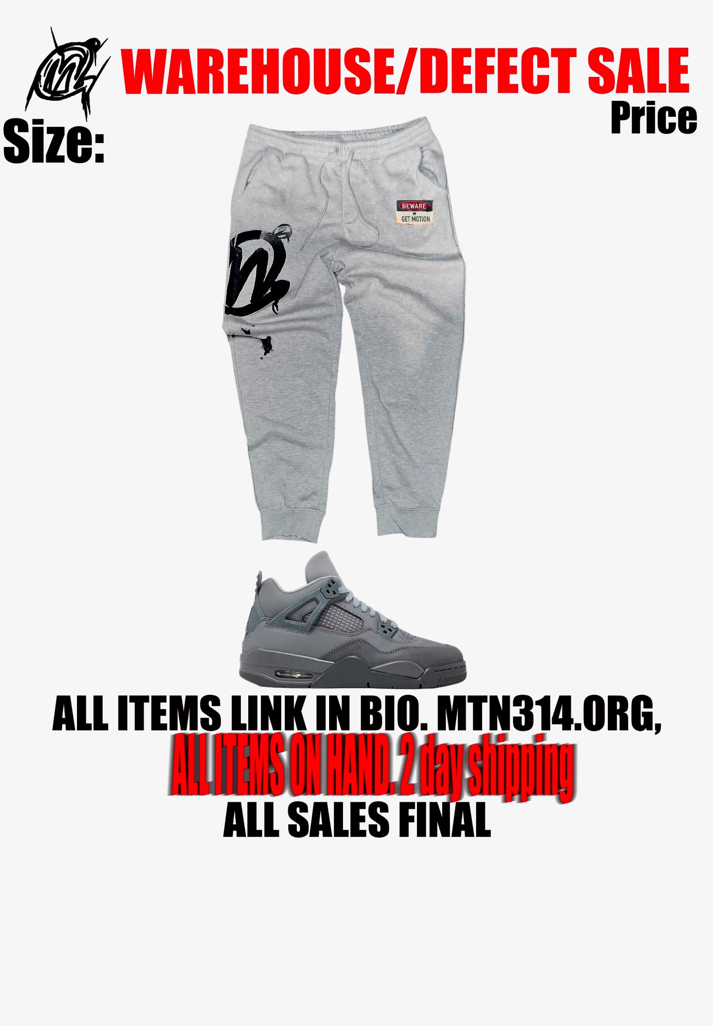 Warehouse sale WET cement joggers