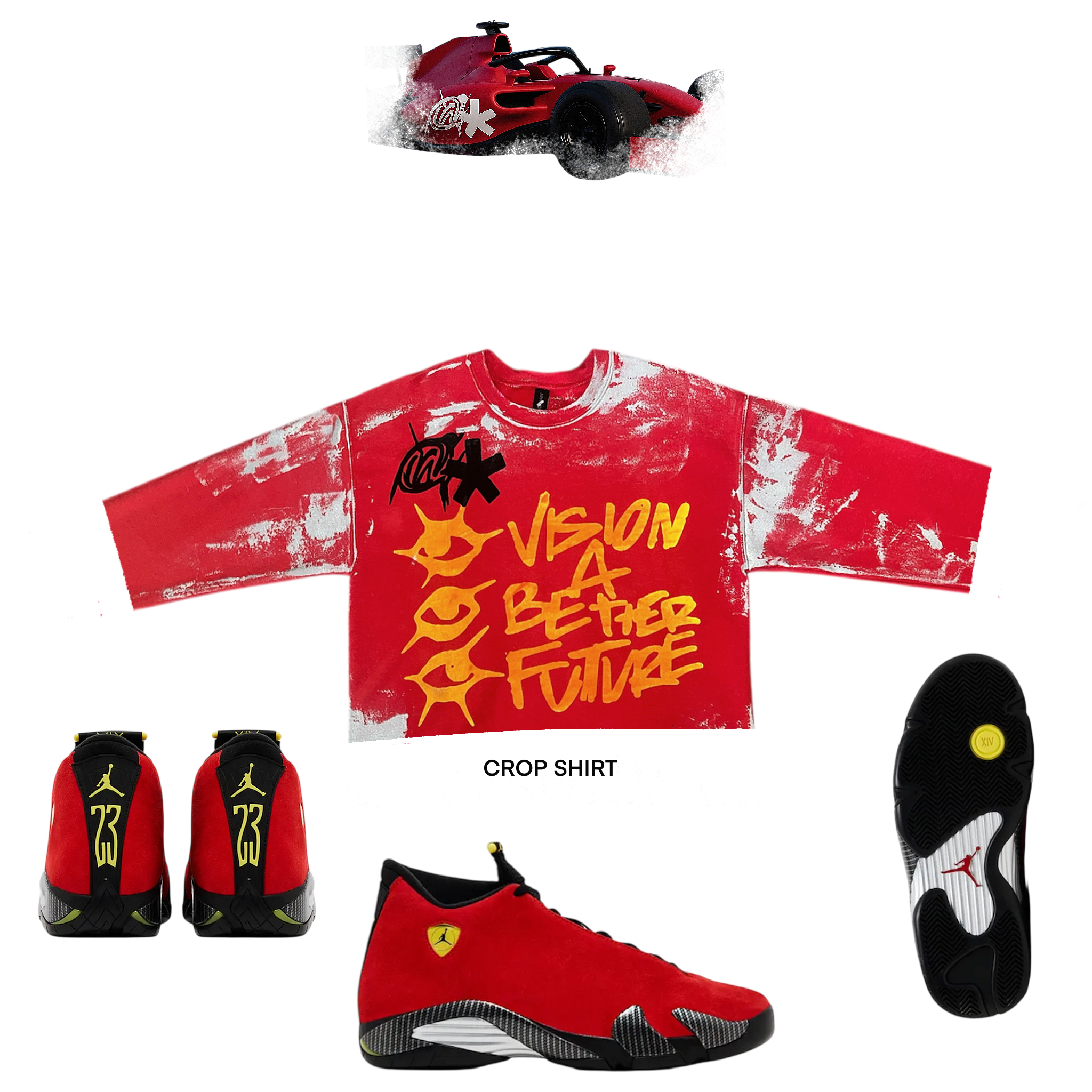 Rari Red CROP  Graffiti Shirt