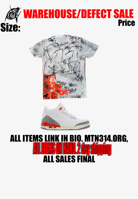 Warehouse sale, orange graffiti shirt