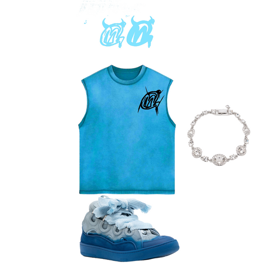 Blue sleeveless shirt