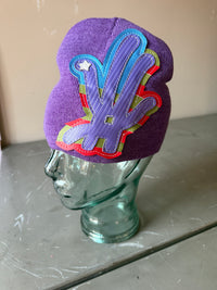 Rebel PurPle YKWYK Leather Patch Beanie