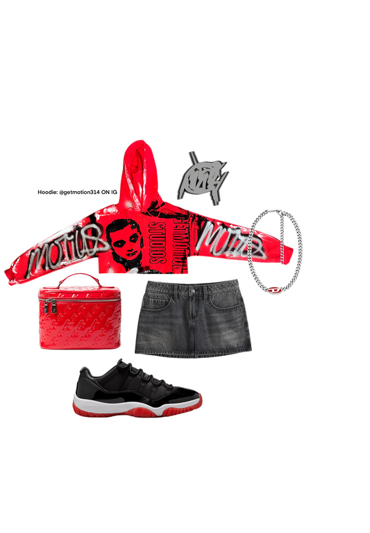 Crop Varsity 12s graffiti hoodie