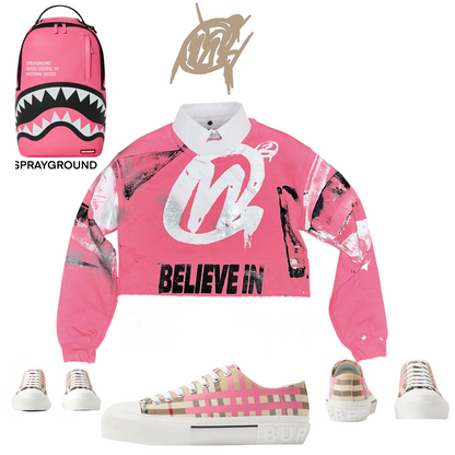 Crop Og Pink  Graffiti Sweater