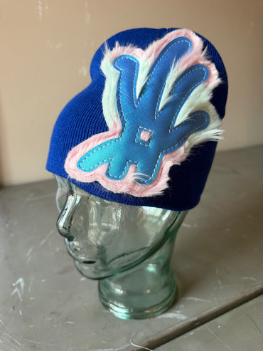 Cotton Candy YKWYK Leather Patch Beanie