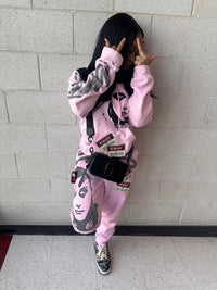 Baby pink Graffiti Hoodie