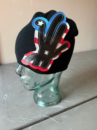 American YKWYK Leather Patch Beanie