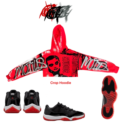 Crop Varsity 12s graffiti hoodie