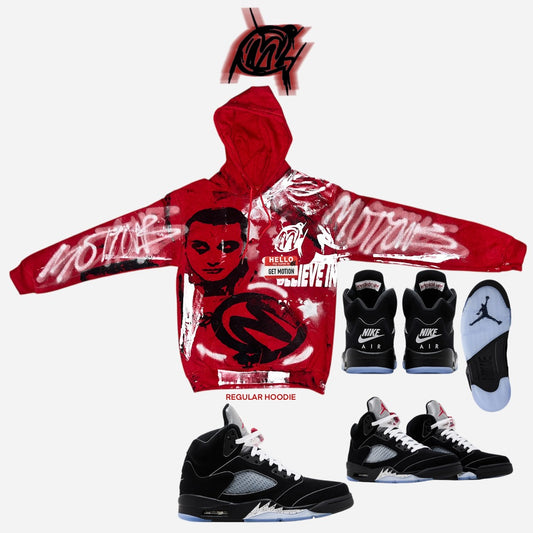 (Red) Metallic 5s graffiti hoodie