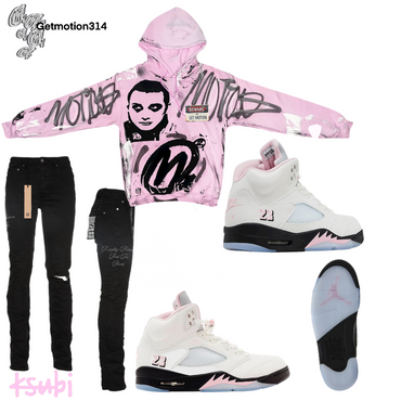 Soft  pink 5s graffiti hoodie