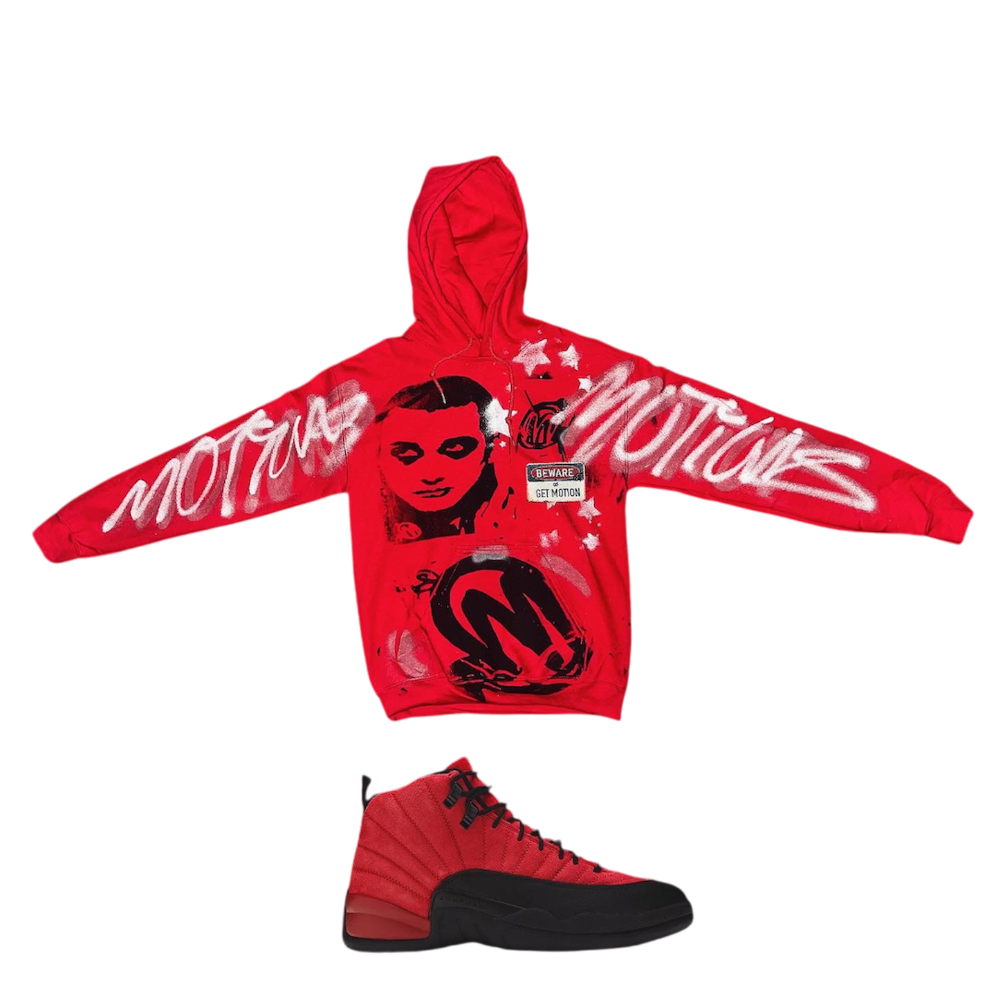 Red Reverse Flu game graffiti hoodie