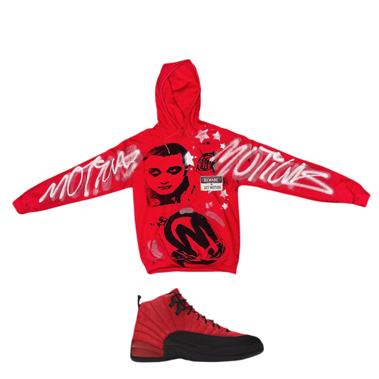 Red Reverse Flu game graffiti hoodie