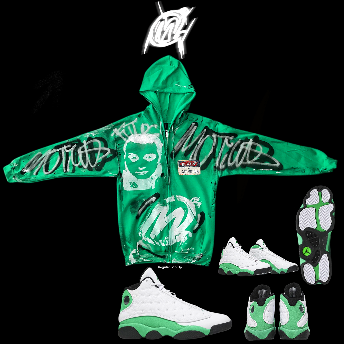 Green graffiti zip up