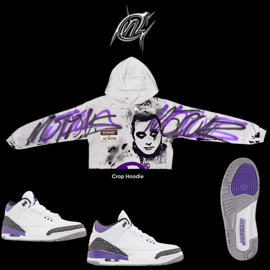 Crop Purple graffiti hoodie