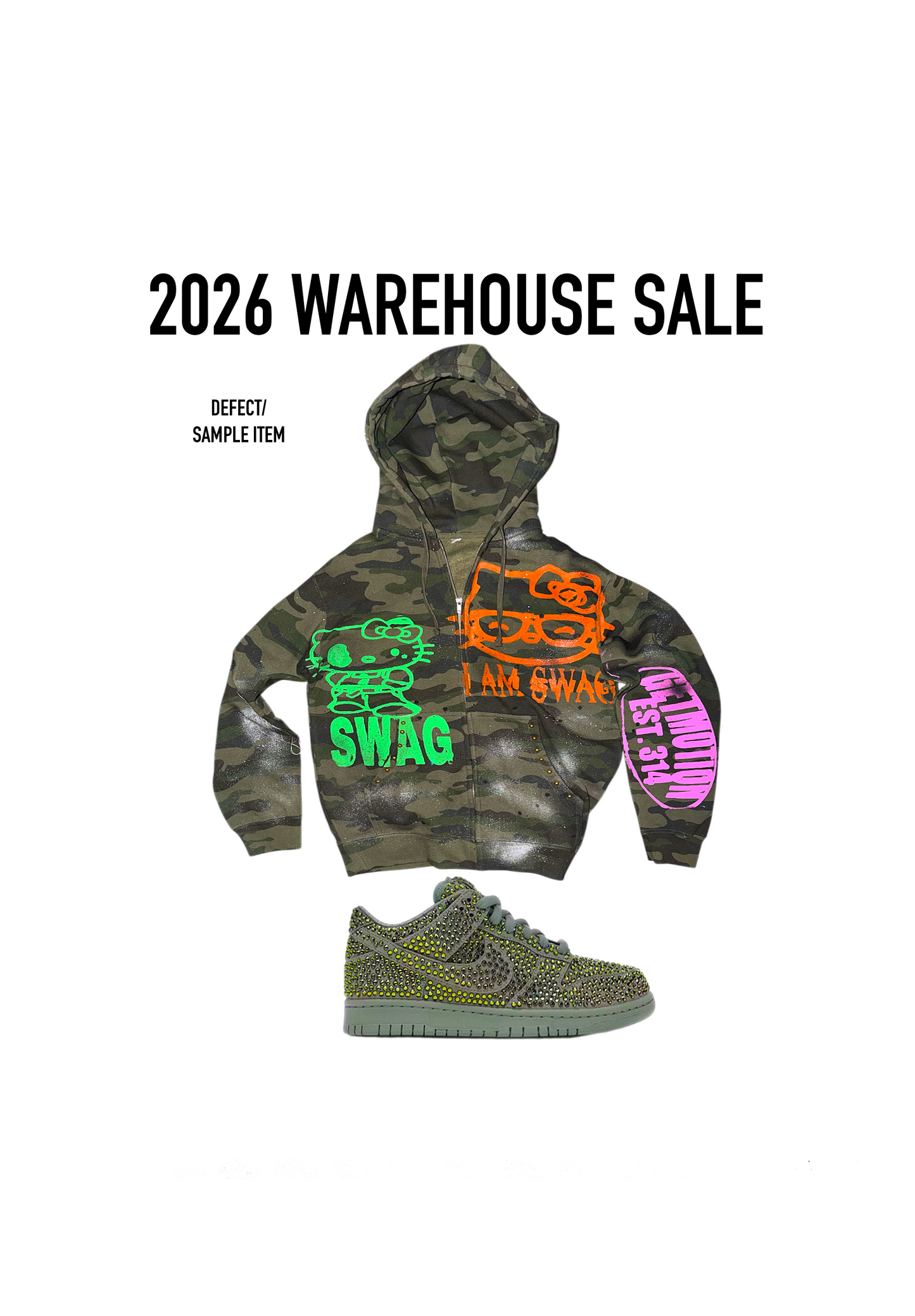 Camo rhinestone hello kitty zip up