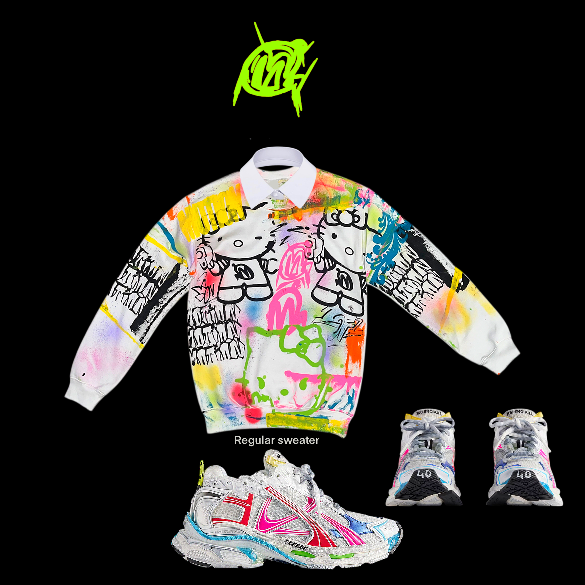 Scary katt graffiti sweater
