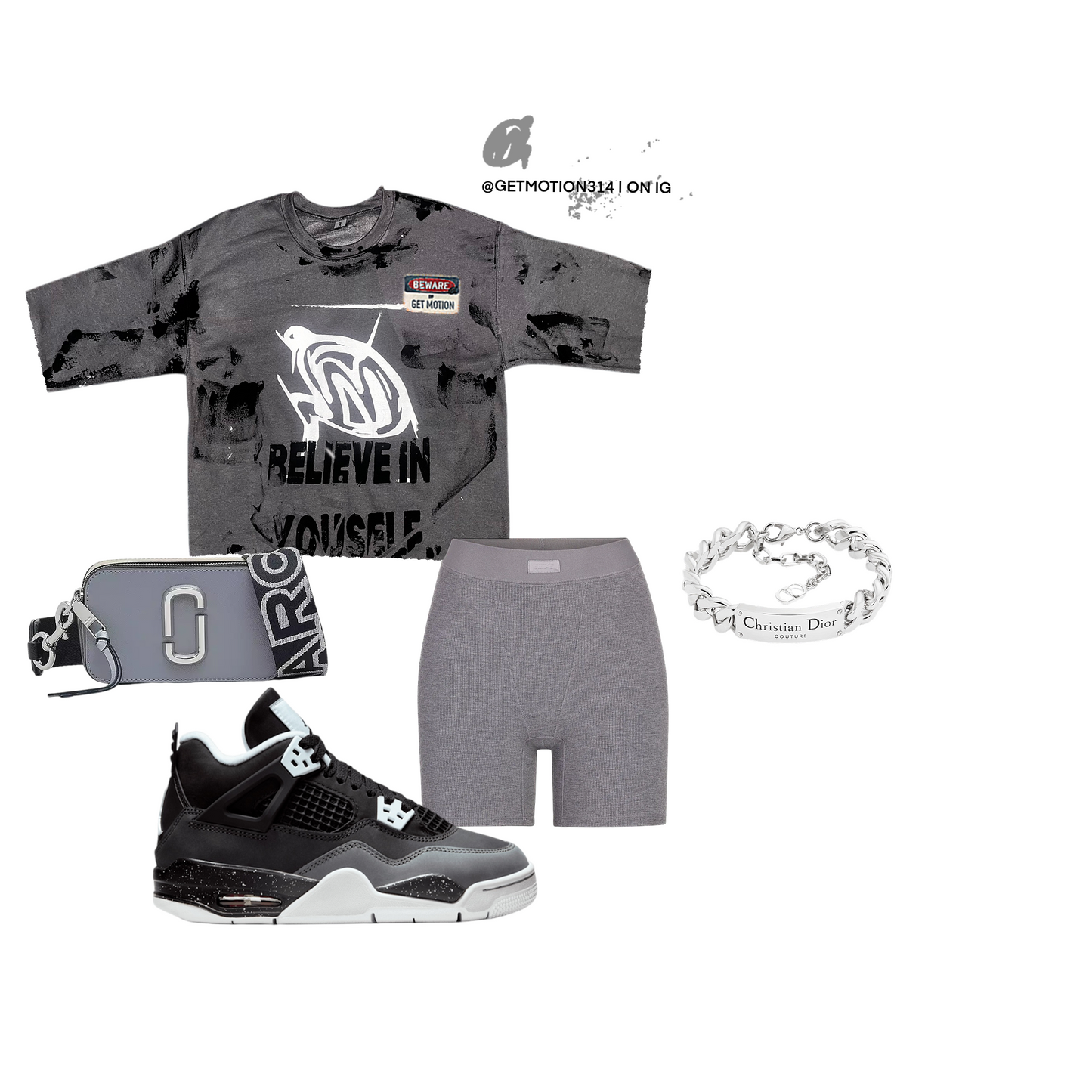 Fear grey graffiti shirt crop