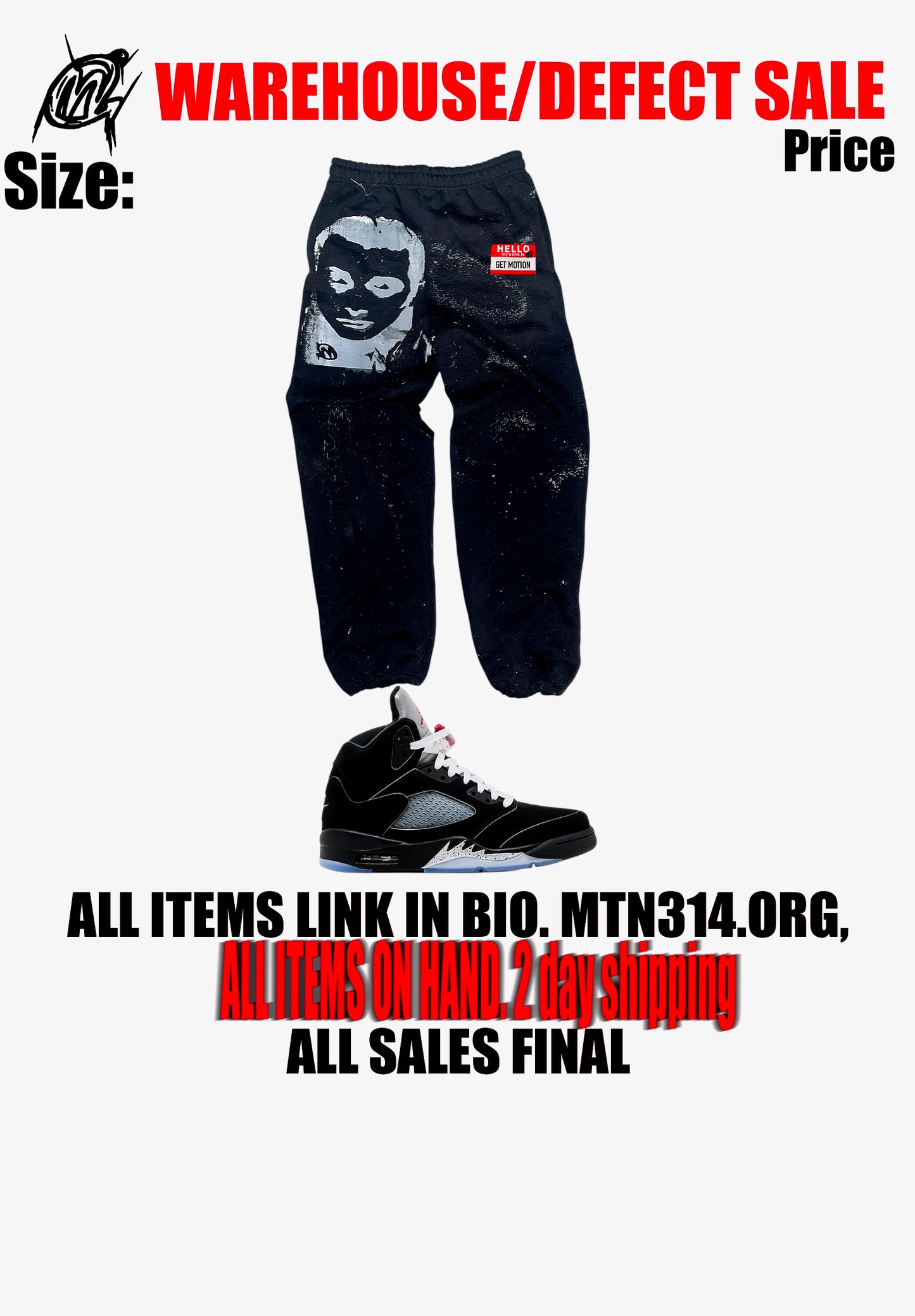 Warehouse sale mettalic 5s joggers