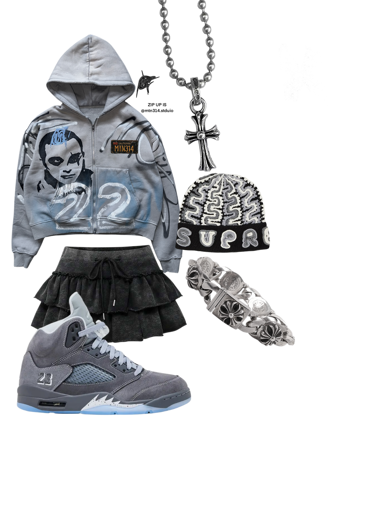 Wolf Grey 5s HEAVYWEIGHT ZIP-UP